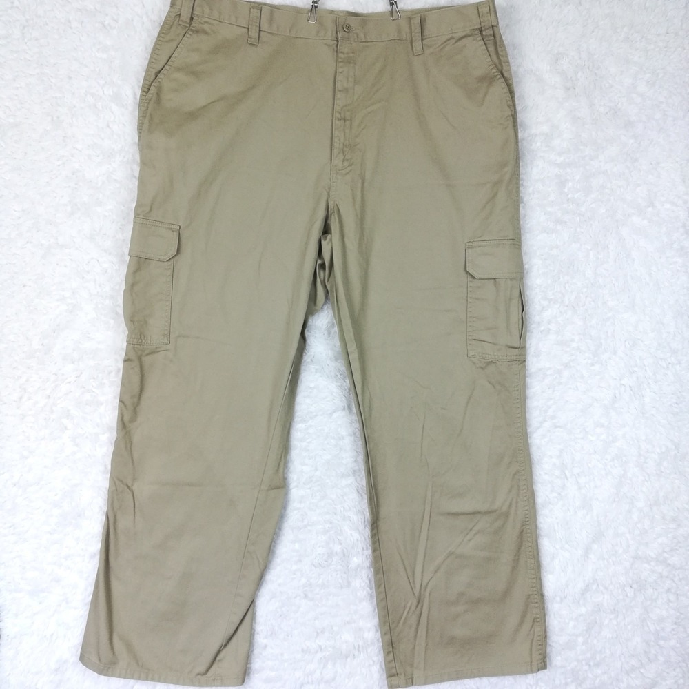 Dickies Mens Pants Loose Cargo Twill Rinsed Khaki 23214RKH Straight Leg 44x32